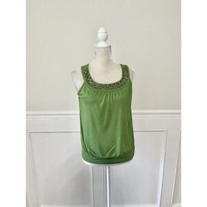 APT 9 Citrine Green Embellished Tank Top Petite Small